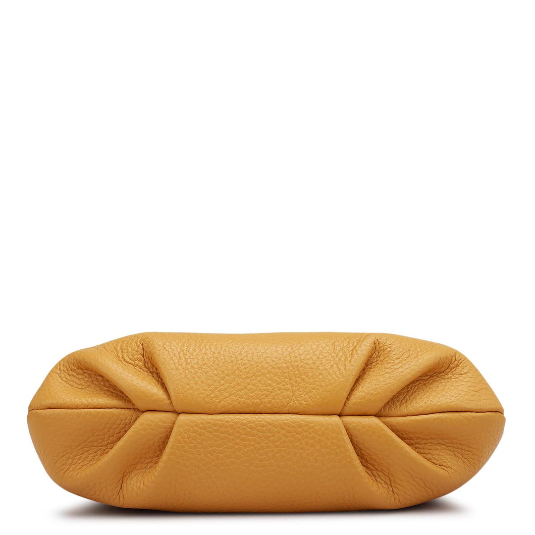 Small Wax Leather Shoulder Bag - Apricot Crush