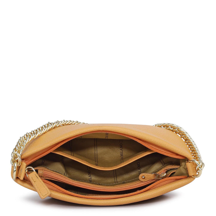 Small Wax Leather Shoulder Bag - Apricot Crush