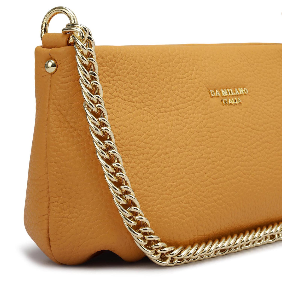 Small Wax Leather Shoulder Bag - Apricot Crush