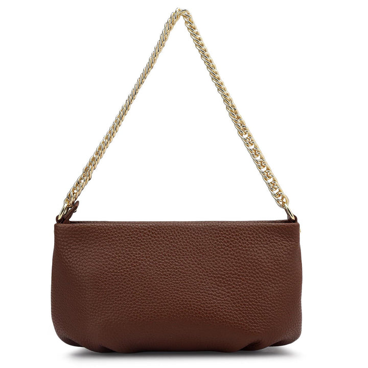 Small Wax Leather Shoulder Bag - Espresso