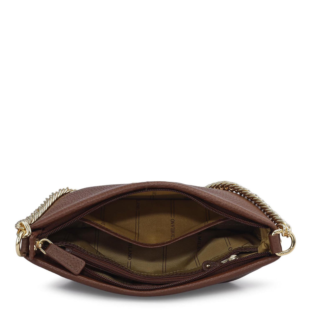 Small Wax Leather Shoulder Bag - Espresso