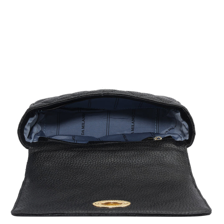 Small Quilting Leather Shoulder Bag - Black