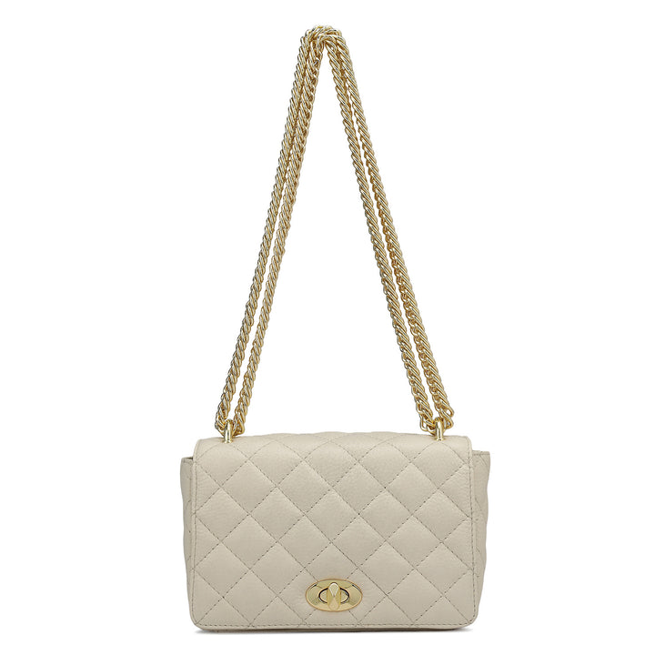 Small Quilting Leather Shoulder Bag - Butter