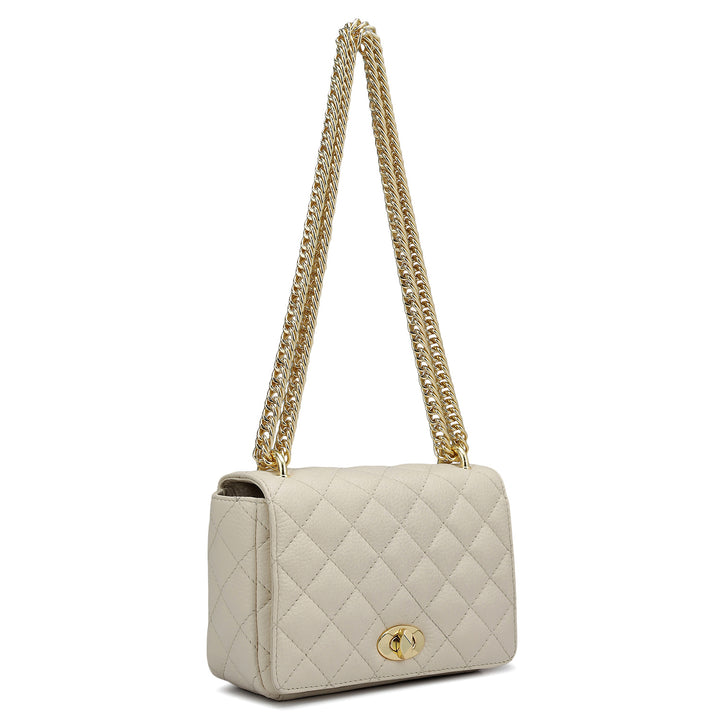 Small Quilting Leather Shoulder Bag - Butter