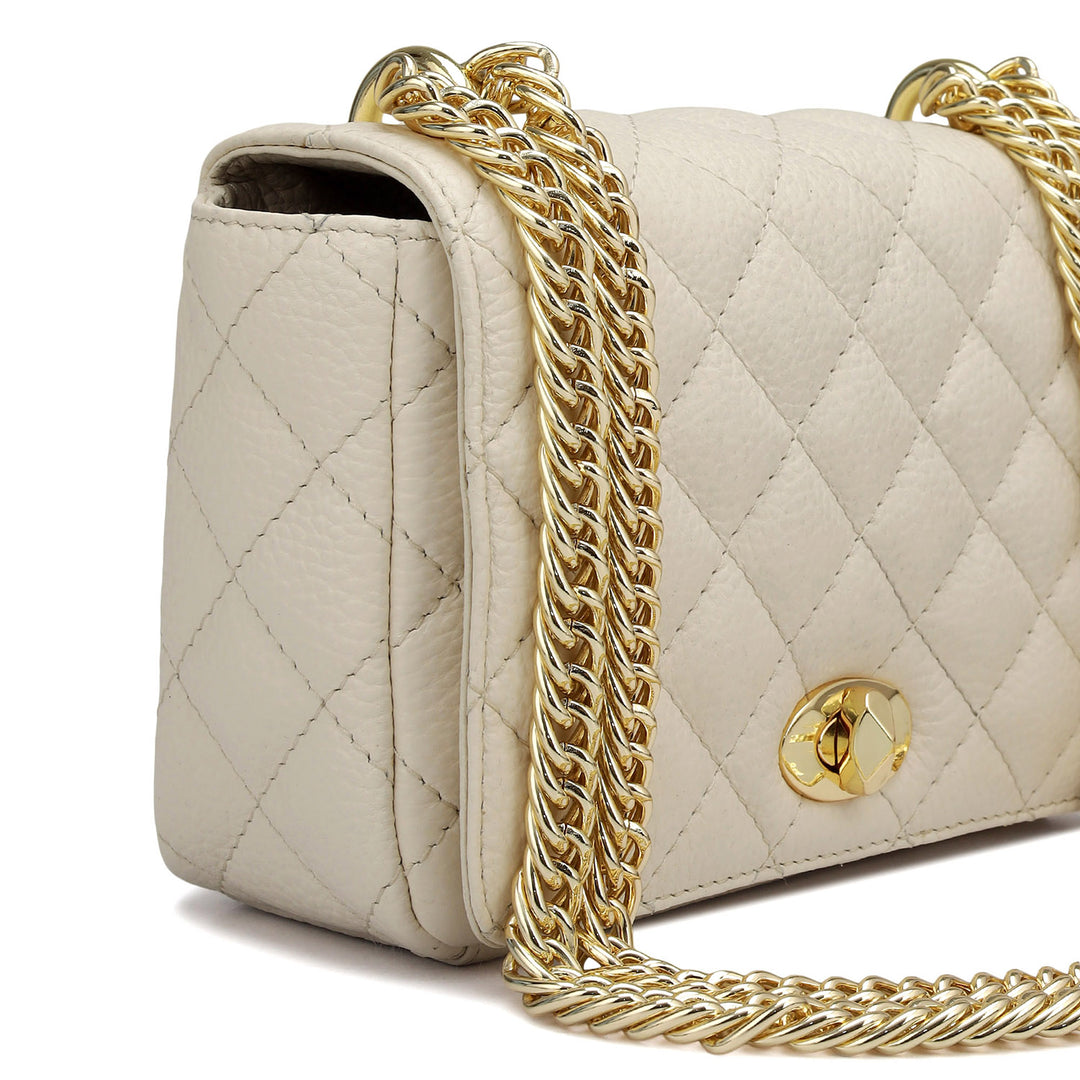 Small Quilting Leather Shoulder Bag - Butter