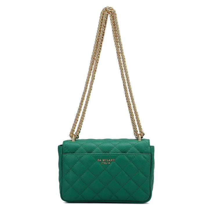 Small Quilting Leather Shoulder Bag - Emerald Green