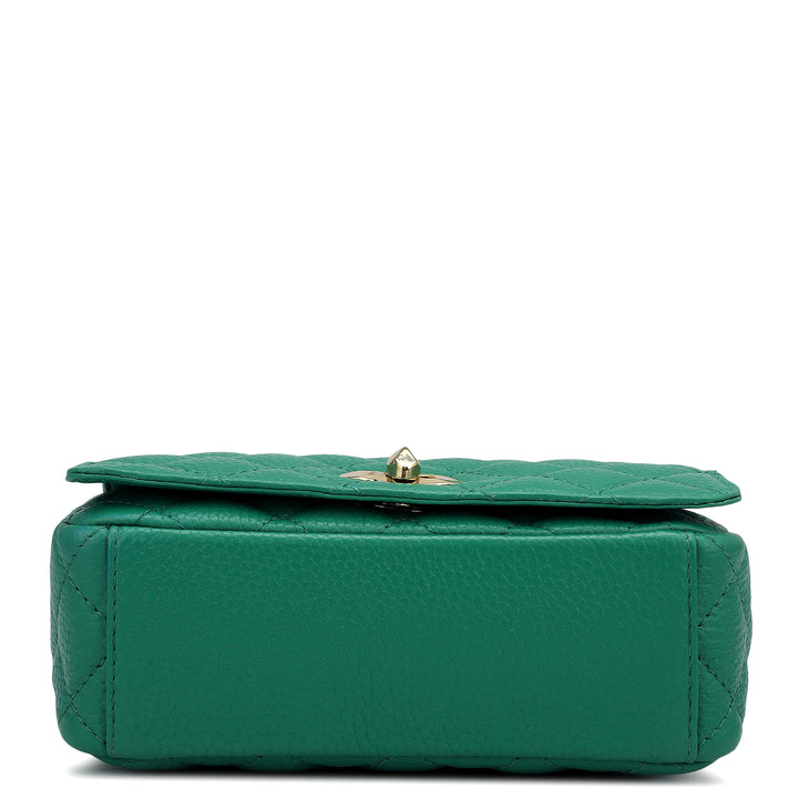Small Quilting Leather Shoulder Bag - Emerald Green