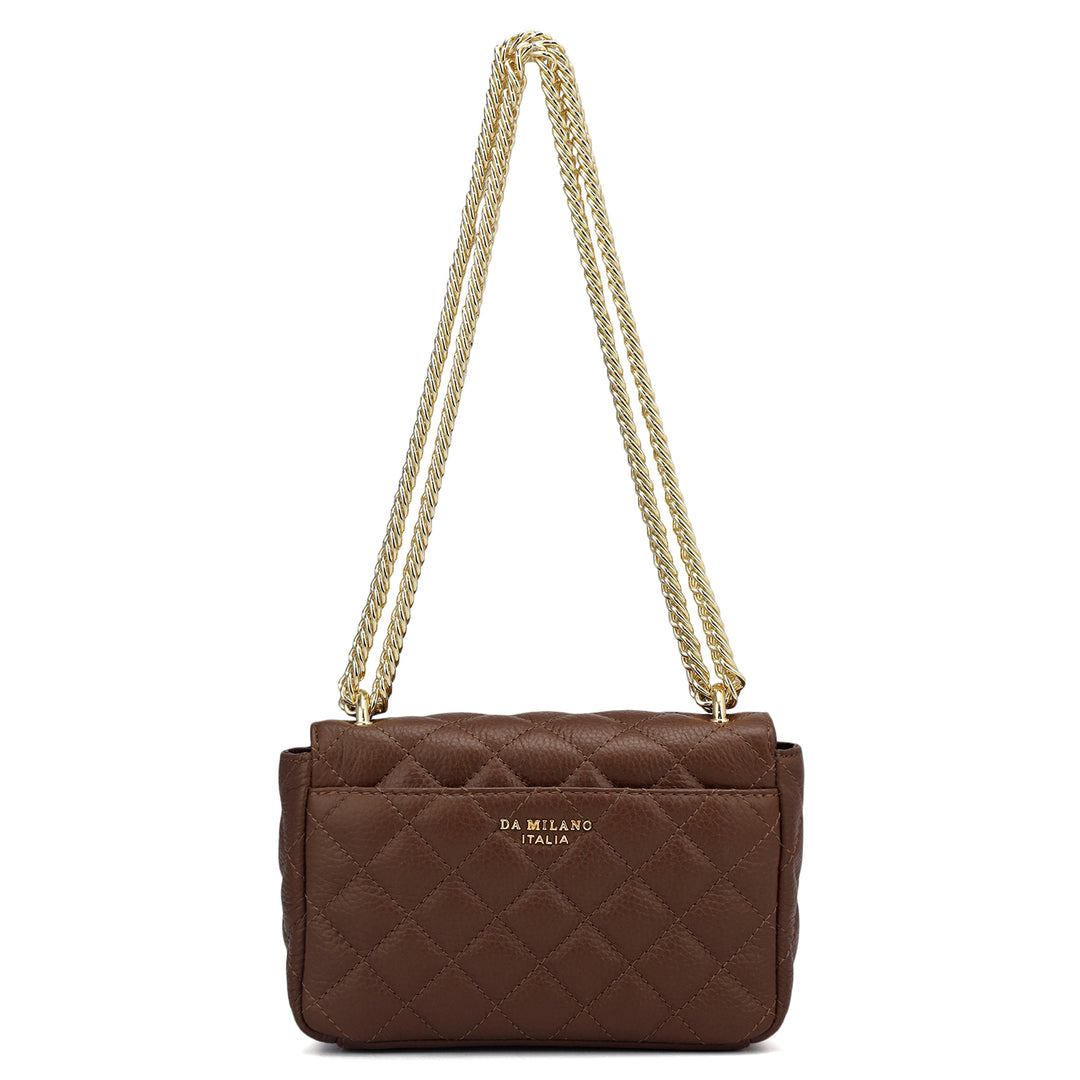 Small Quilting Leather Shoulder Bag - Espresso