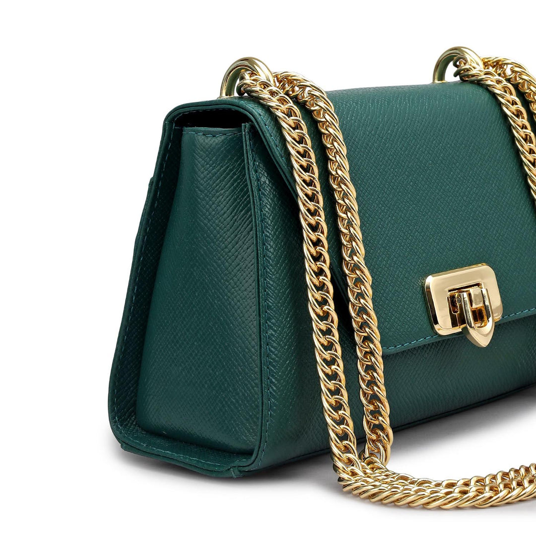 Small Franzy Leather Shoulder Bag - Forest