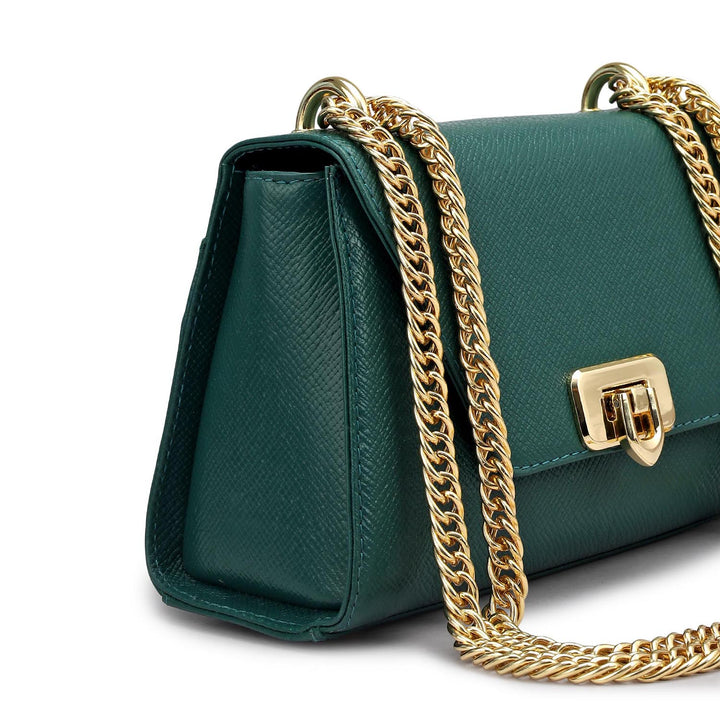 Small Franzy Leather Shoulder Bag - Forest