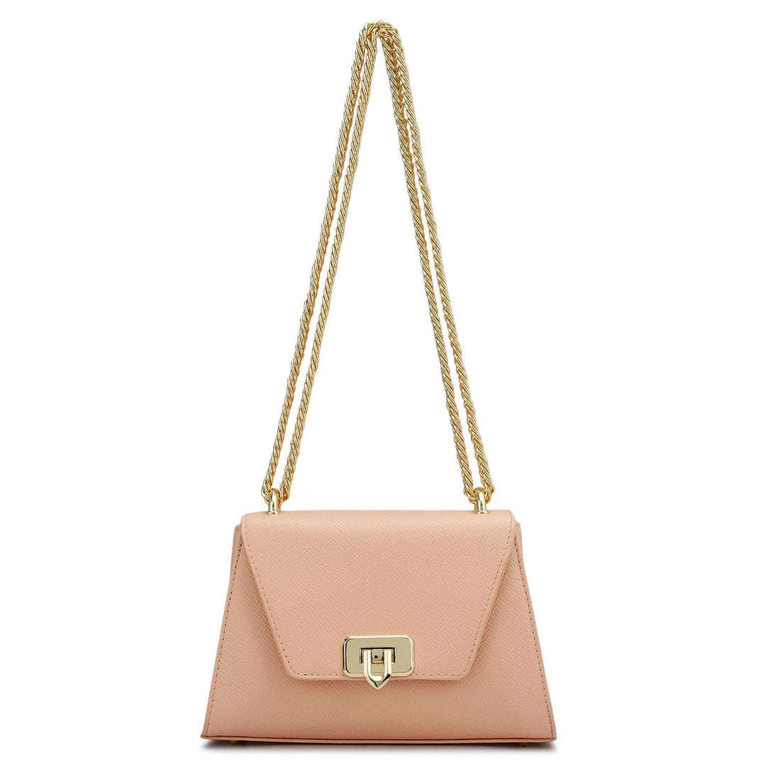 Small Franzy Leather Shoulder Bag - Peach