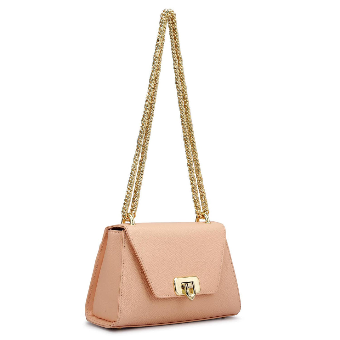 Small Franzy Leather Shoulder Bag - Peach