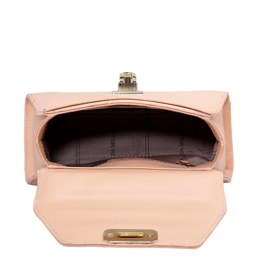 Small Franzy Leather Shoulder Bag - Peach