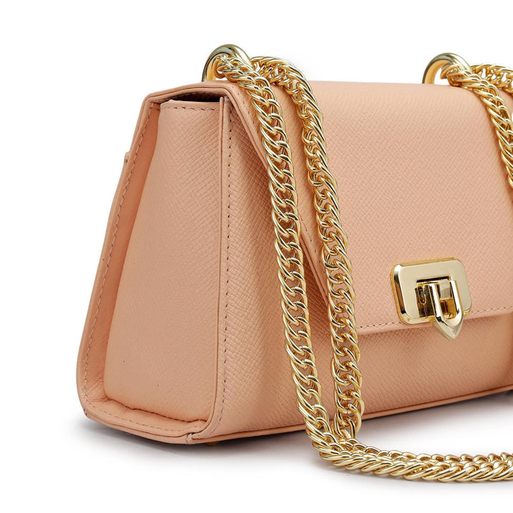 Small Franzy Leather Shoulder Bag - Peach