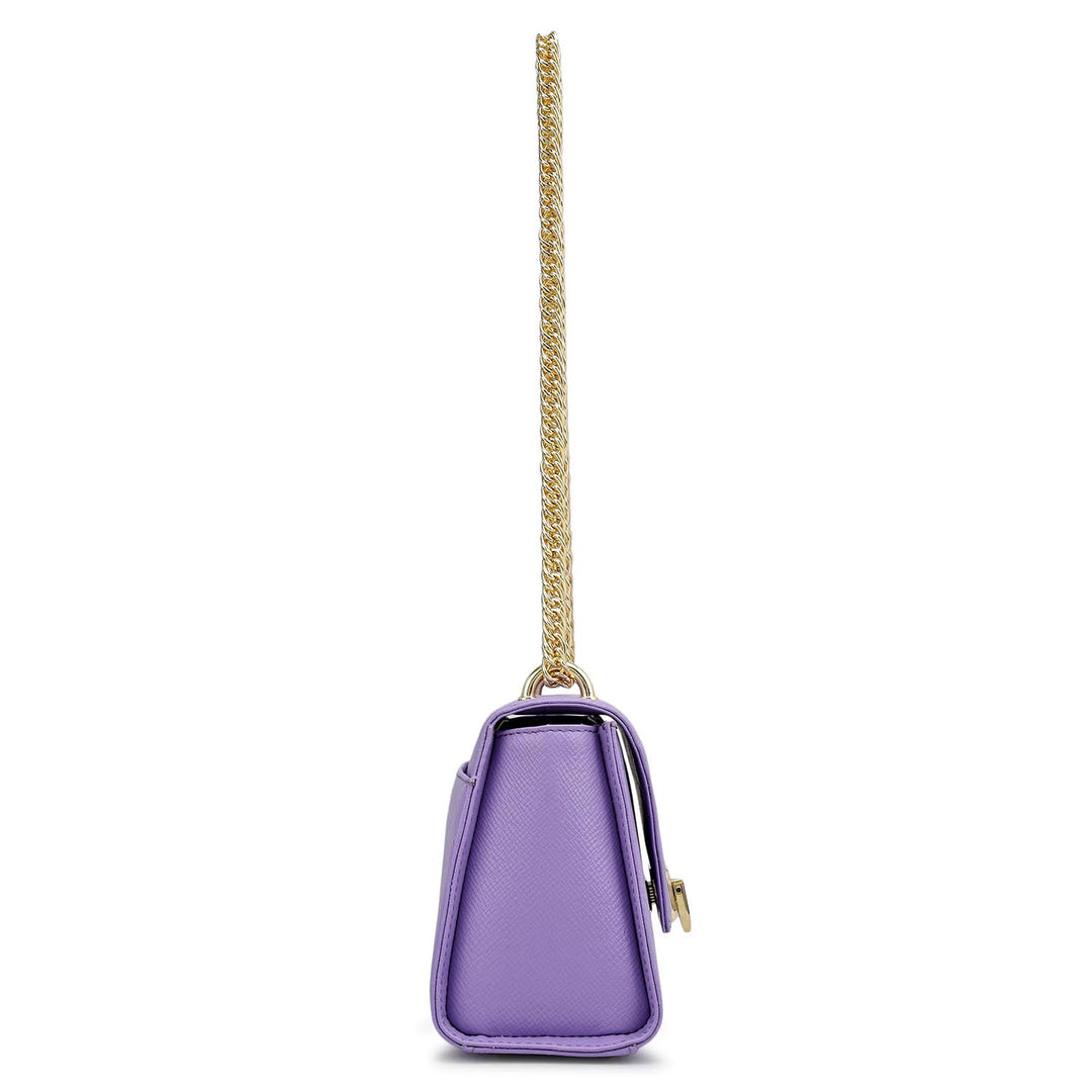 Small Franzy Leather Shoulder Bag - Purple Haze