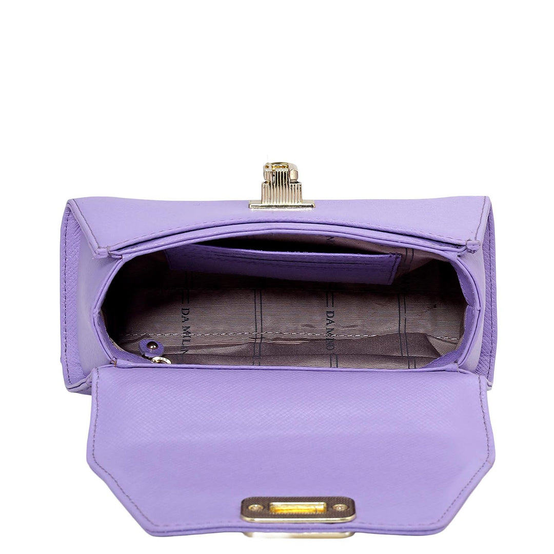 Small Franzy Leather Shoulder Bag - Purple Haze
