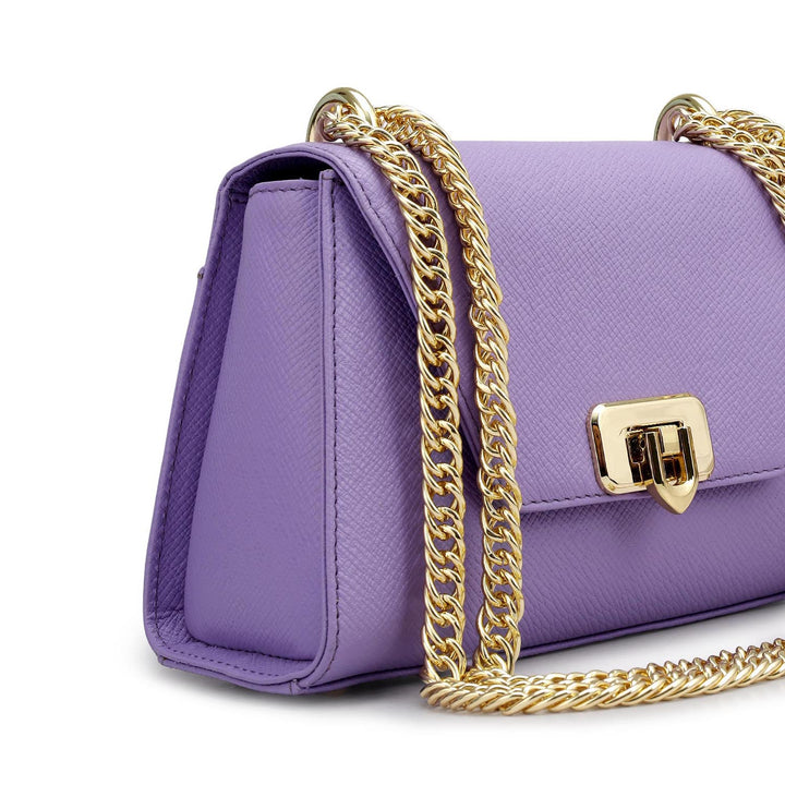 Small Franzy Leather Shoulder Bag - Purple Haze