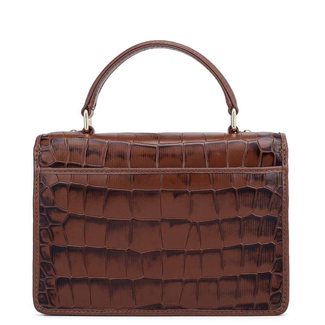 Small Croco Leather Satchel - Date