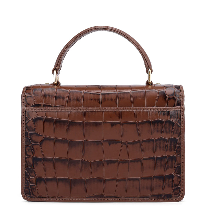 Small Croco Leather Satchel - Date