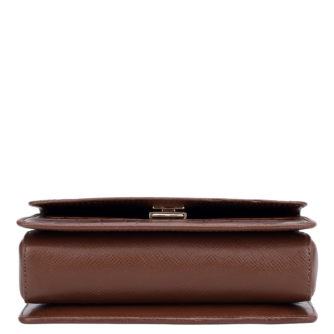 Small Croco Leather Satchel - Date