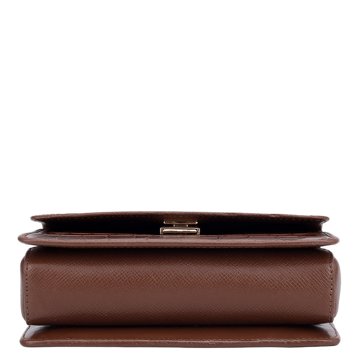 Small Croco Leather Satchel - Date