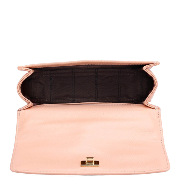 Small Croco Leather Satchel - Peach
