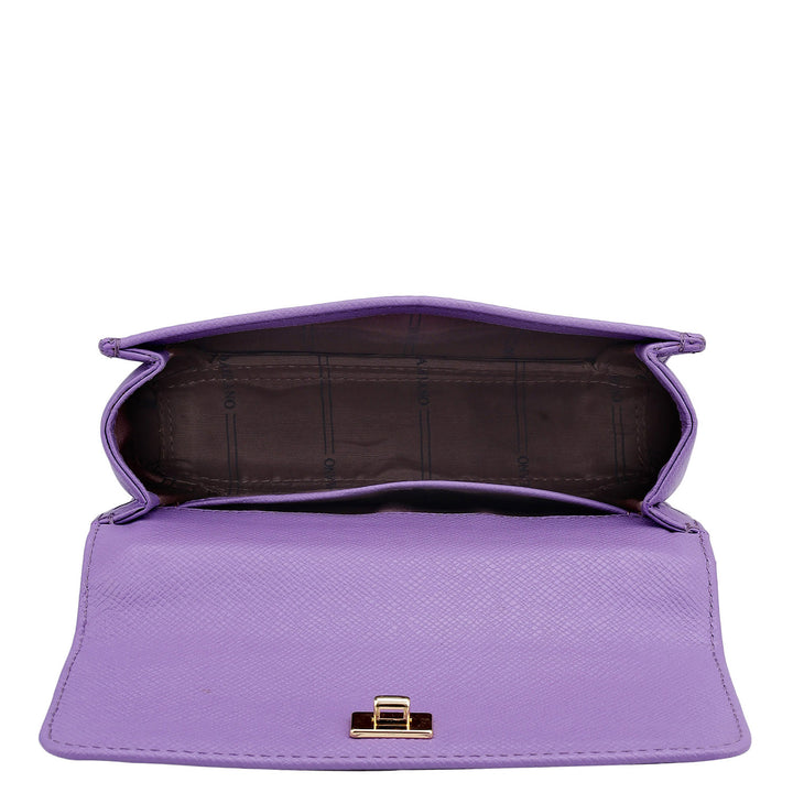 Small Croco Leather Satchel - Purple Haze
