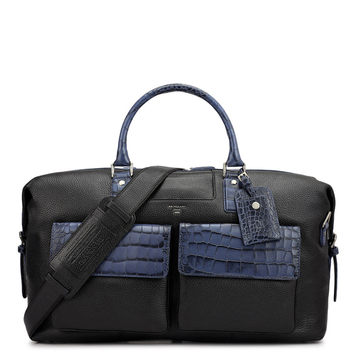 Wax Croco Leather Luggage - Black