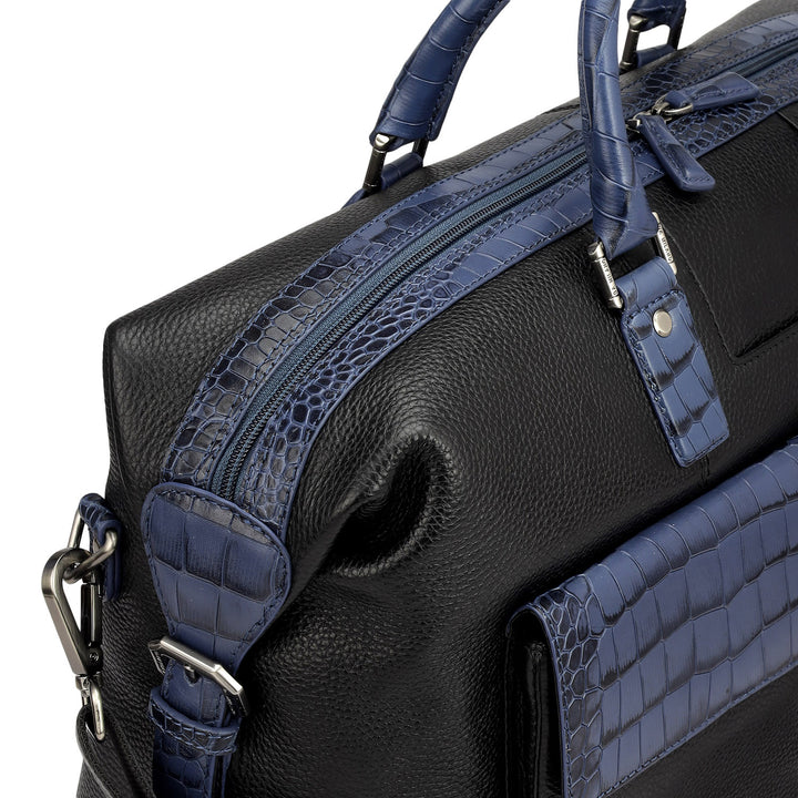 Wax Croco Leather Luggage - Black
