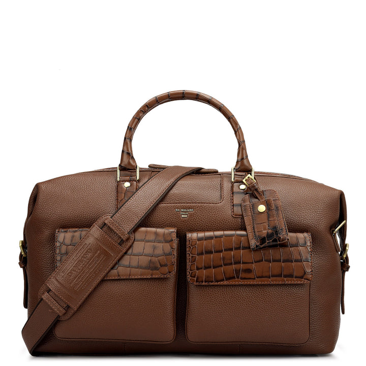 Wax Croco Leather Luggage - Espresso