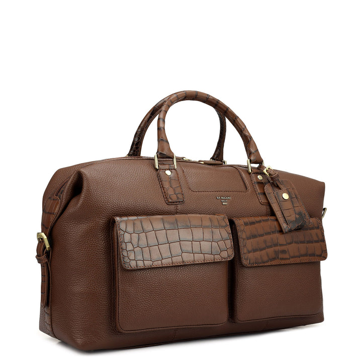 Wax Croco Leather Luggage - Espresso