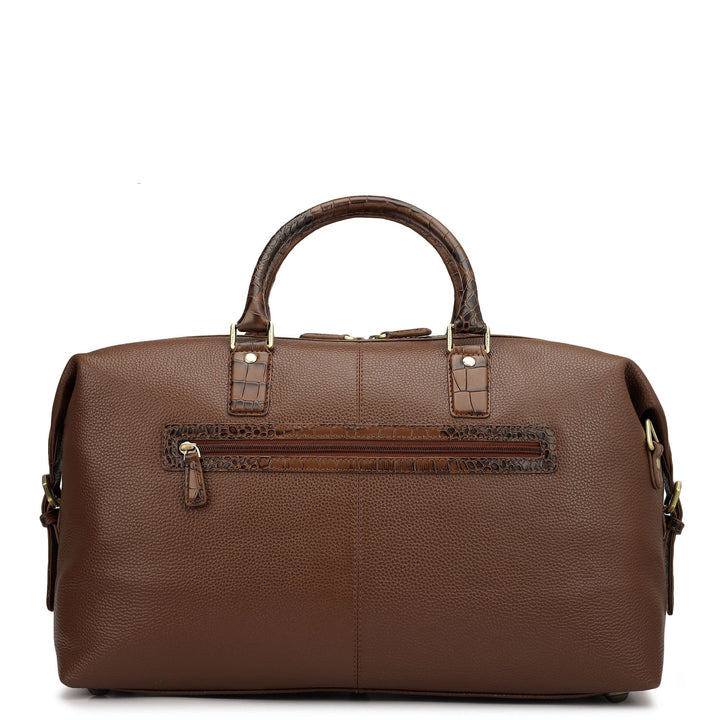 Wax Croco Leather Luggage - Espresso