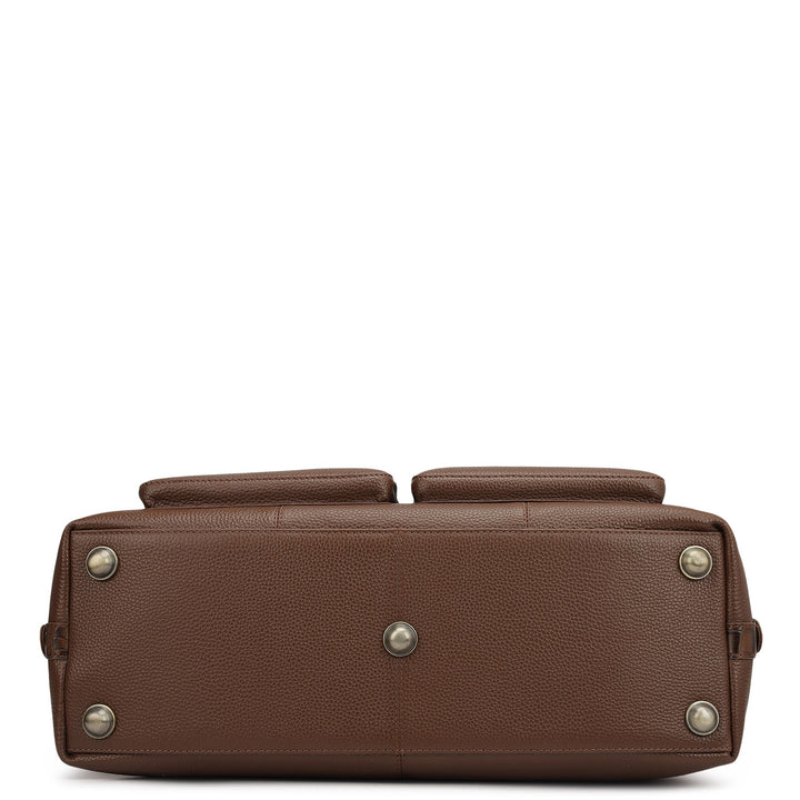 Wax Croco Leather Luggage - Espresso