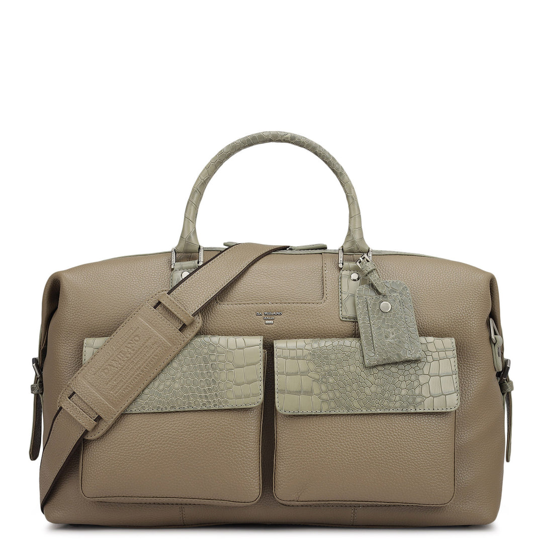 Wax Croco Leather Luggage - Greyish Taupe
