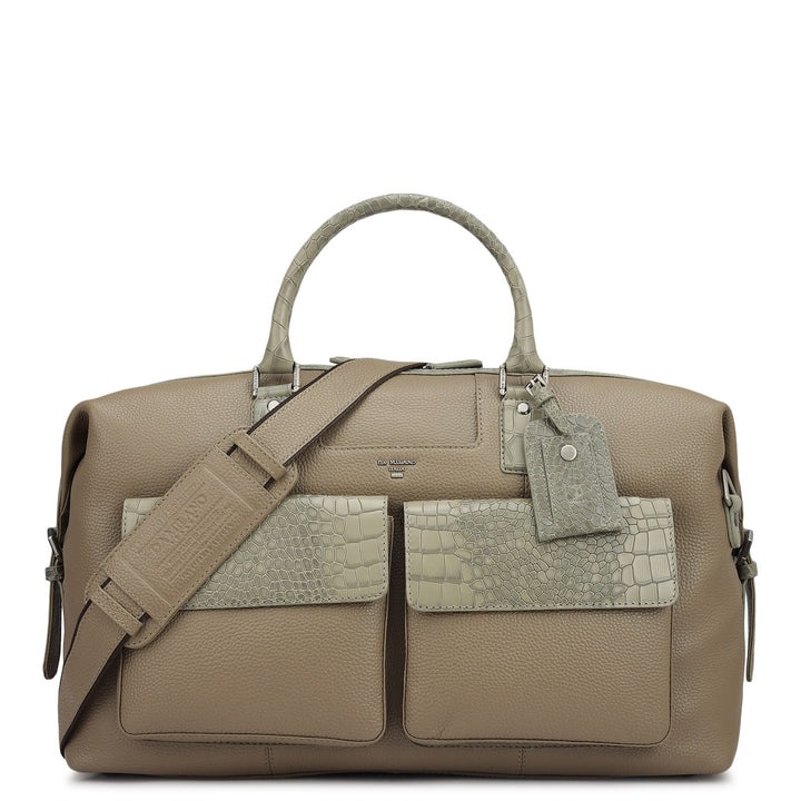 Wax Croco Leather Luggage - Greyish Taupe