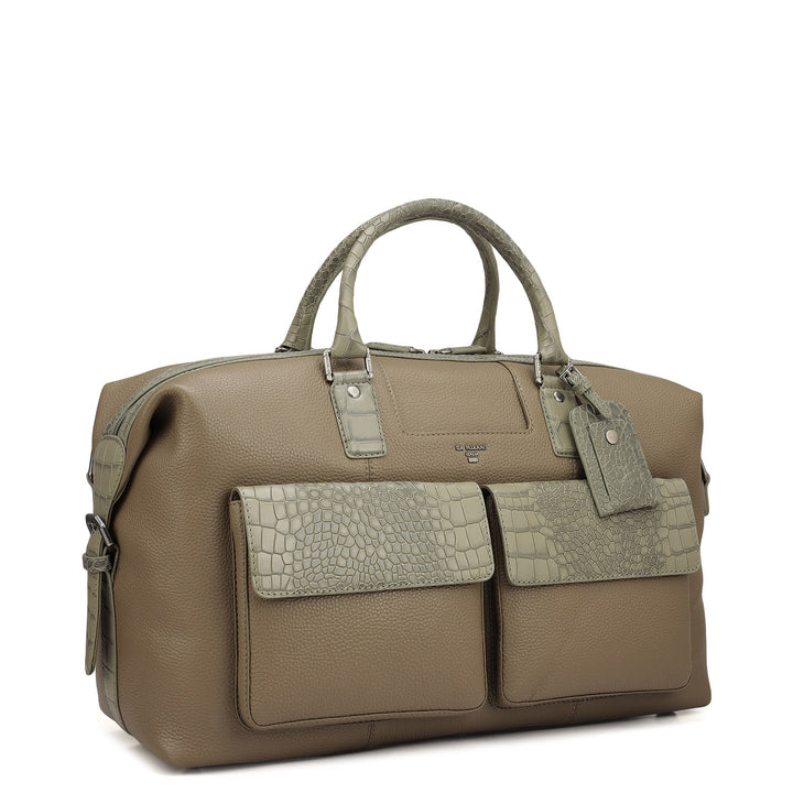 Wax Croco Leather Luggage - Greyish Taupe