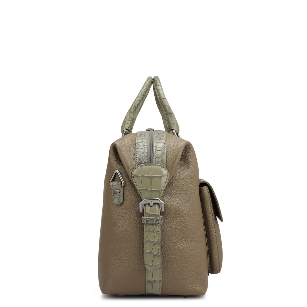 Wax Croco Leather Luggage - Greyish Taupe