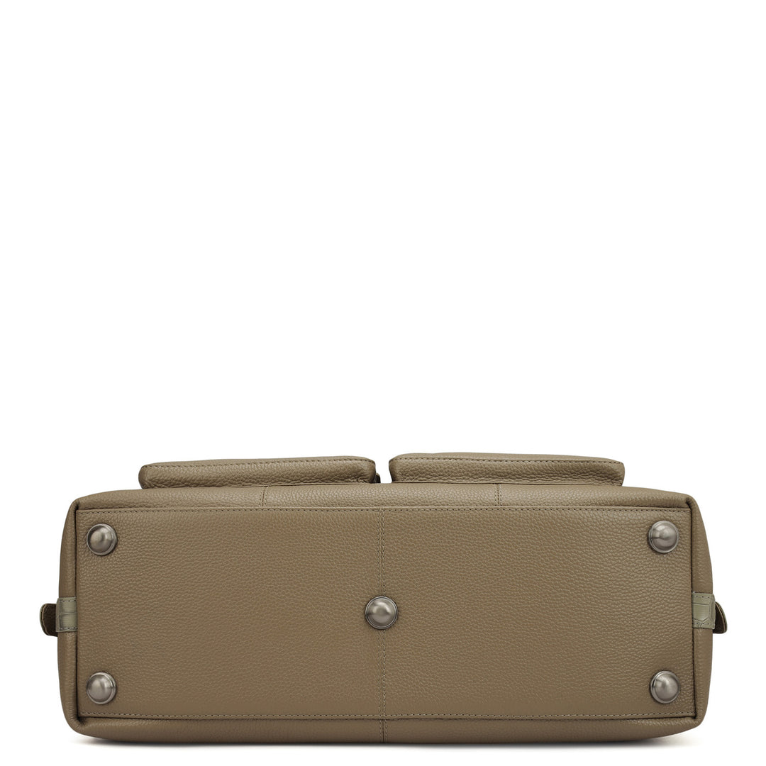 Wax Croco Leather Luggage - Greyish Taupe