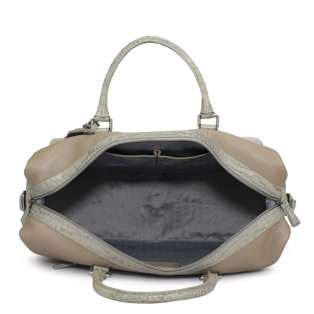 Wax Croco Leather Luggage - Greyish Taupe