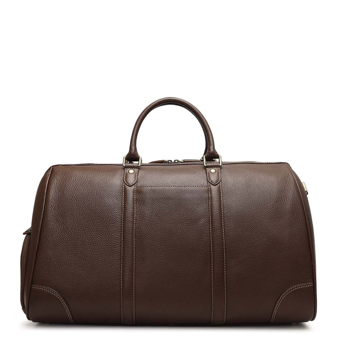 Wax Leather Luggage with Shoe Compartment - Mocha