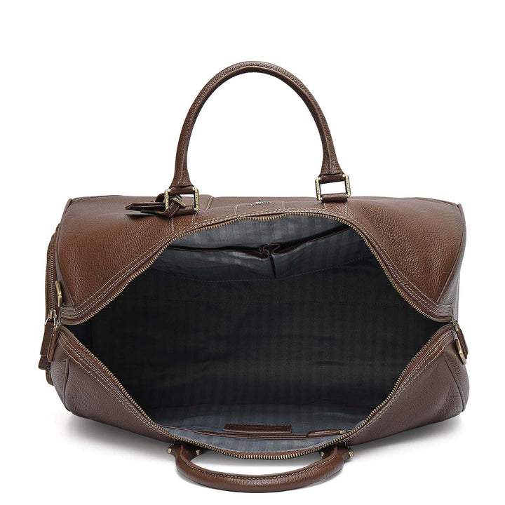 Wax Leather Luggage with Shoe Compartment - Mocha