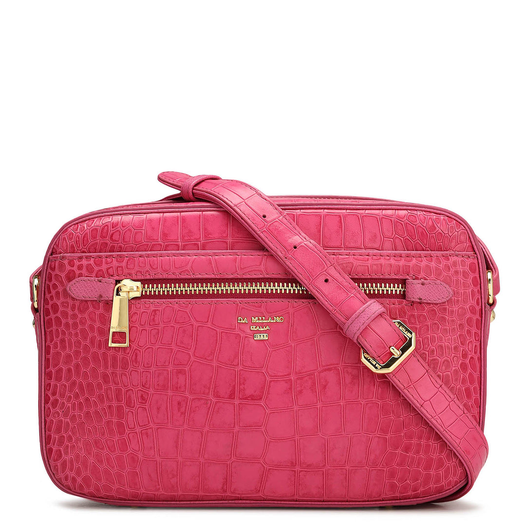 Small Croco Leather Sling - Magenta