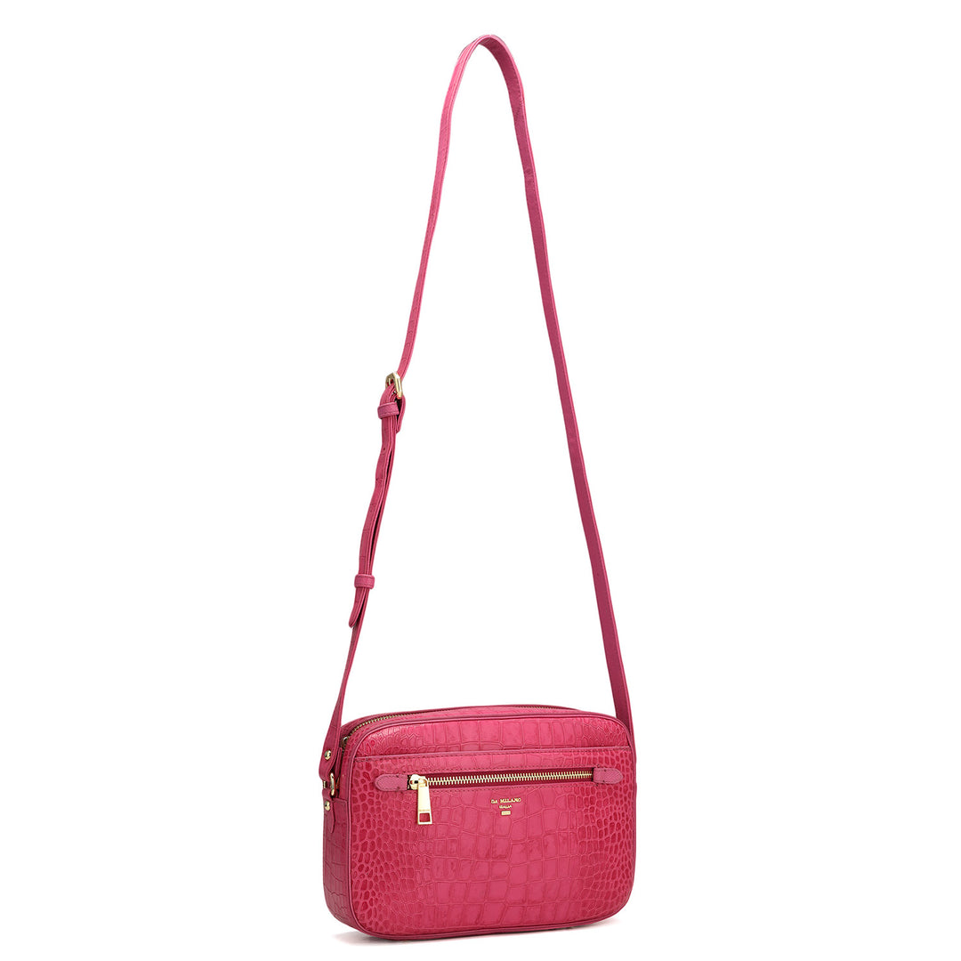 Small Croco Leather Sling - Magenta
