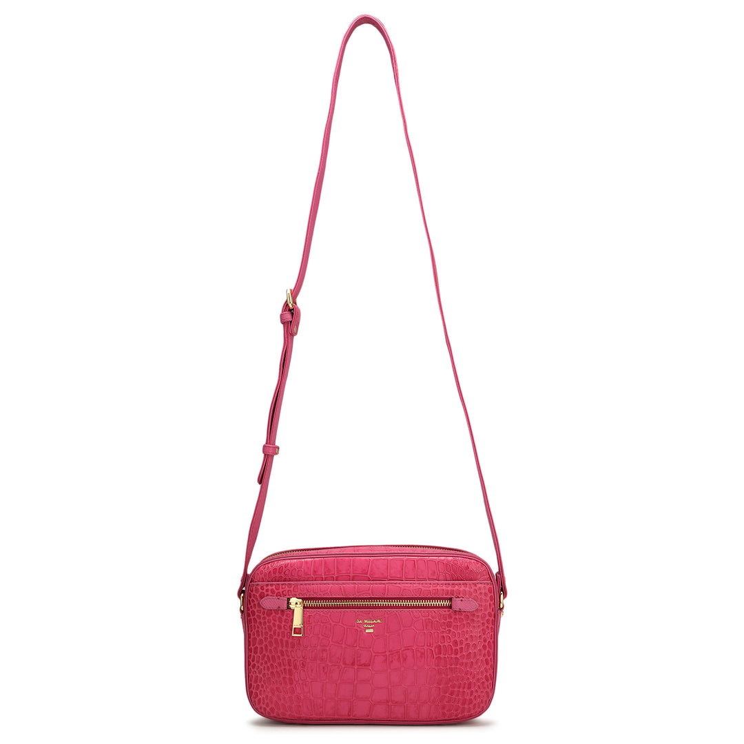 Small Croco Leather Sling - Magenta