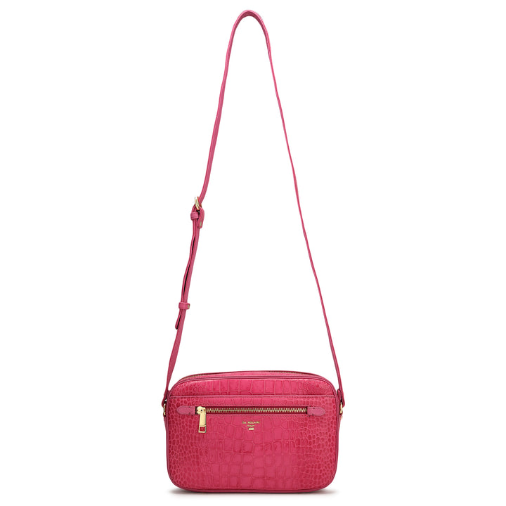 Small Croco Leather Sling - Magenta