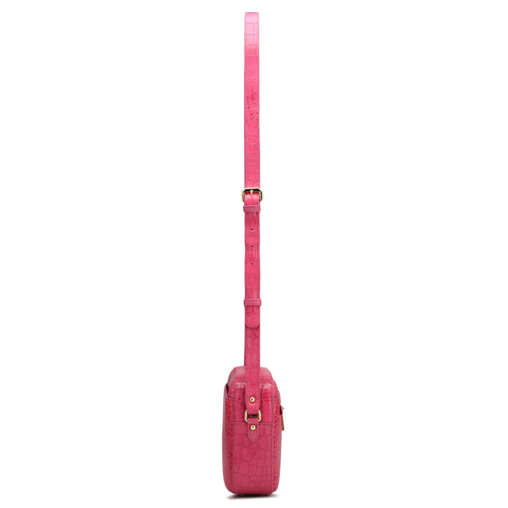 Small Croco Leather Sling - Magenta
