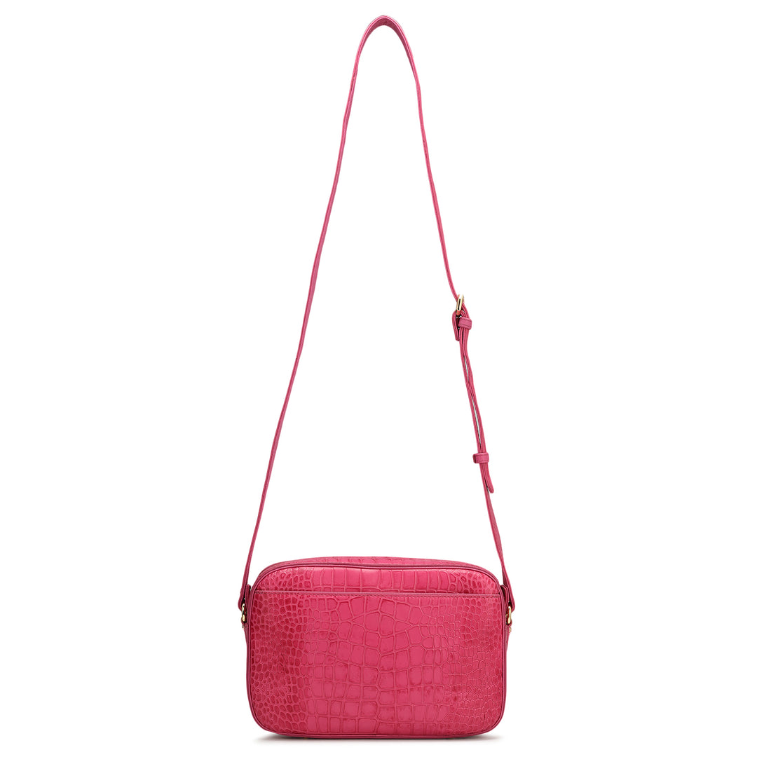 Small Croco Leather Sling - Magenta