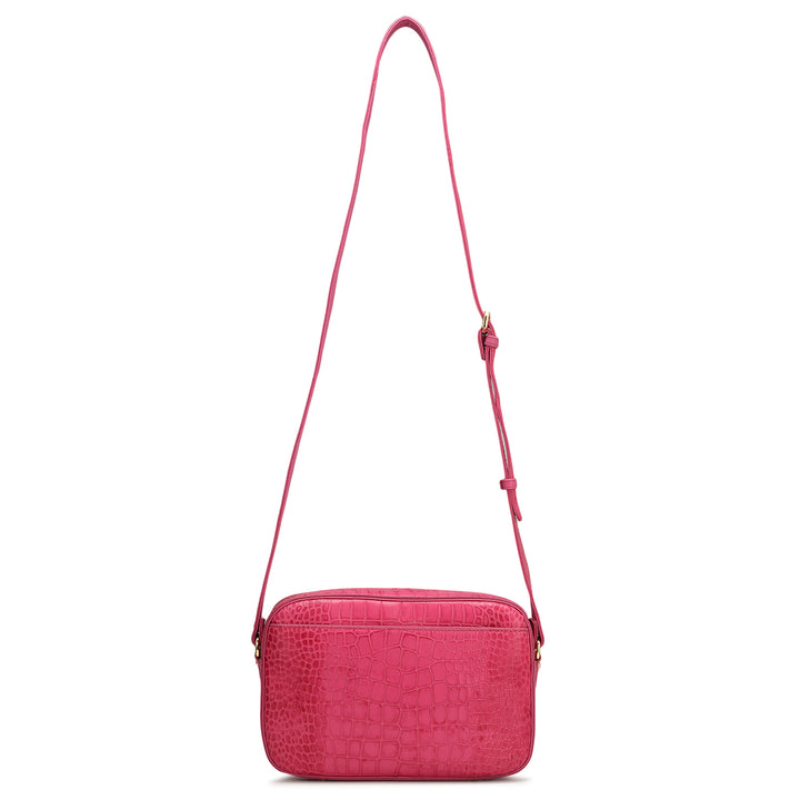 Small Croco Leather Sling - Magenta