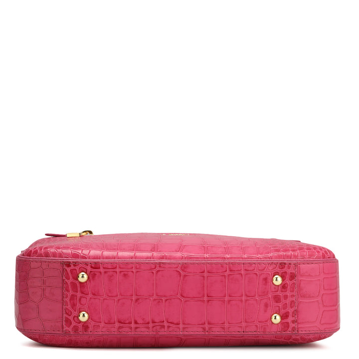 Small Croco Leather Sling - Magenta