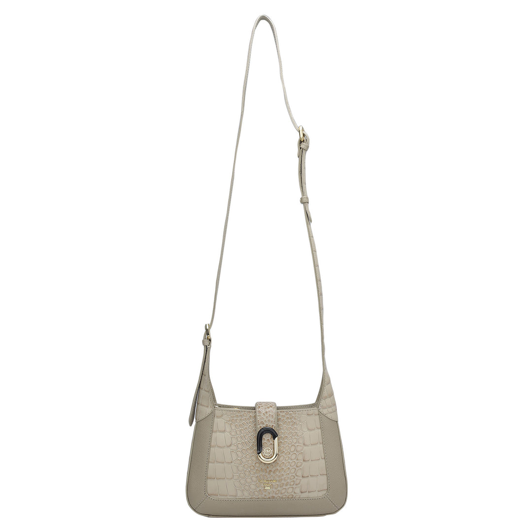 Small Croco Franzy Leather Sling - Frost